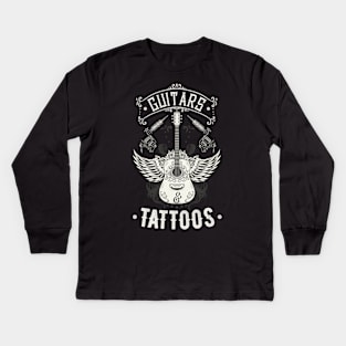 Guitars And Tattoos Vintage Guitarist Tattooed Kids Long Sleeve T-Shirt